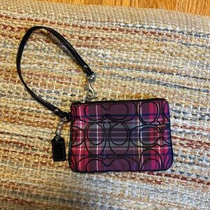 Y2K Coach Wristlet Wallet Magenta Plaid